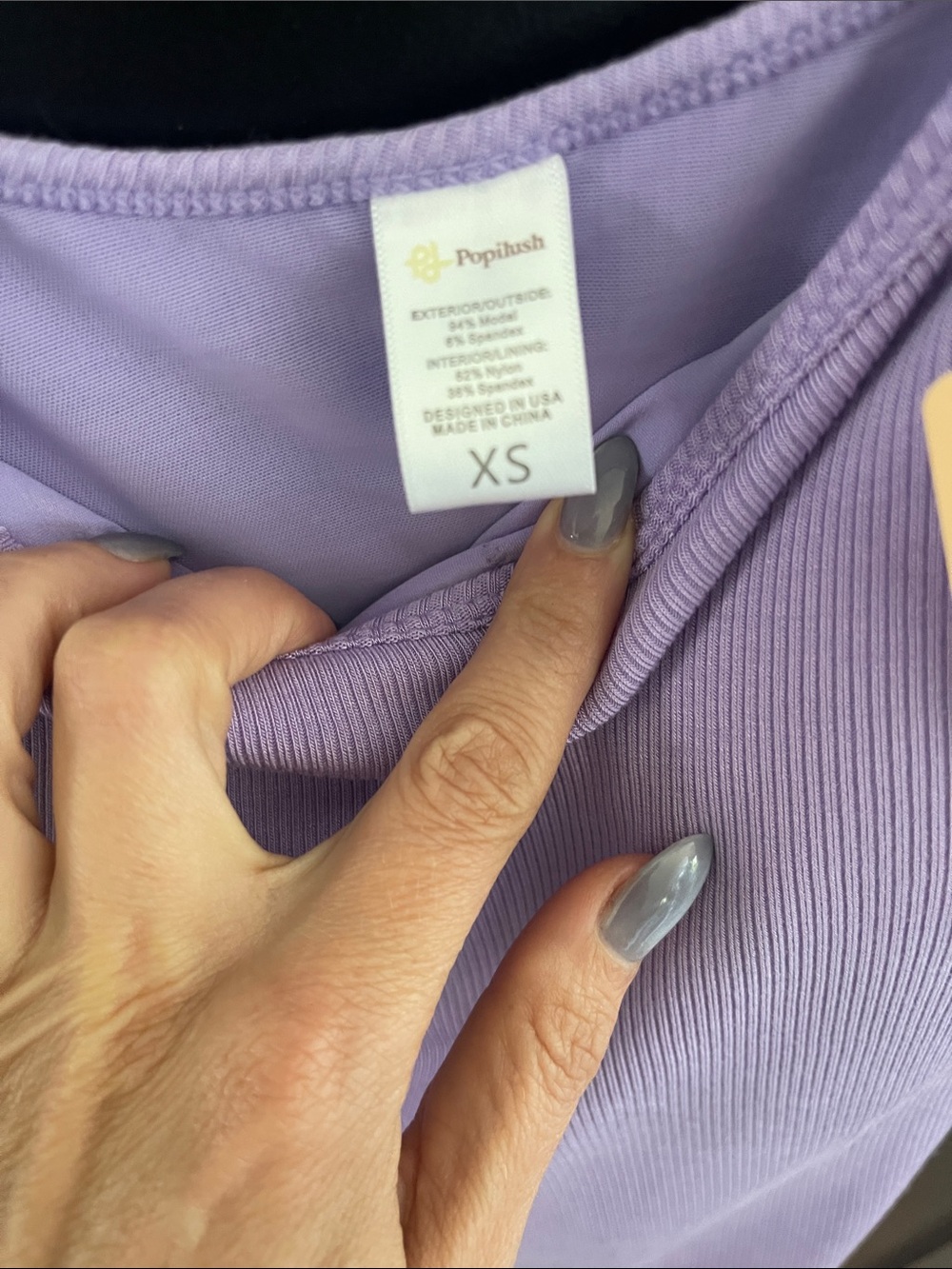 Pophush XS Lilac Ribbed Tank Top - Picture 7 of 8